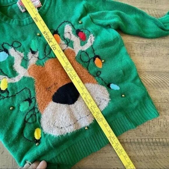 Ugly Christmas Sweater with Fuzzy‎ Reindeer - Picture 7 of 8